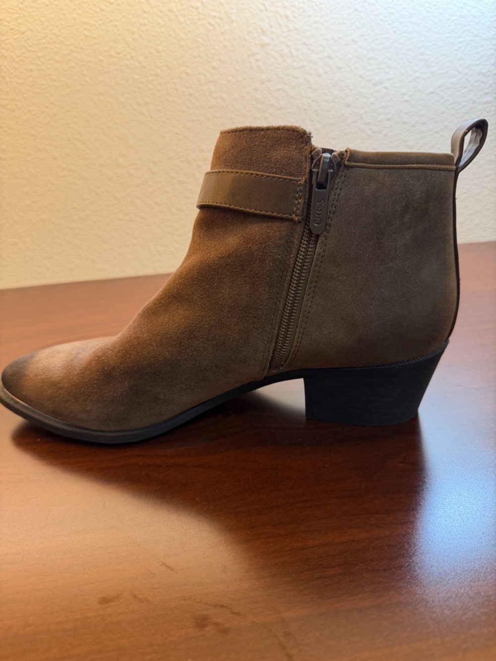 Sam Edelman Tan Suede Ankle Booties with Side Buckle - Picture 4 of 5